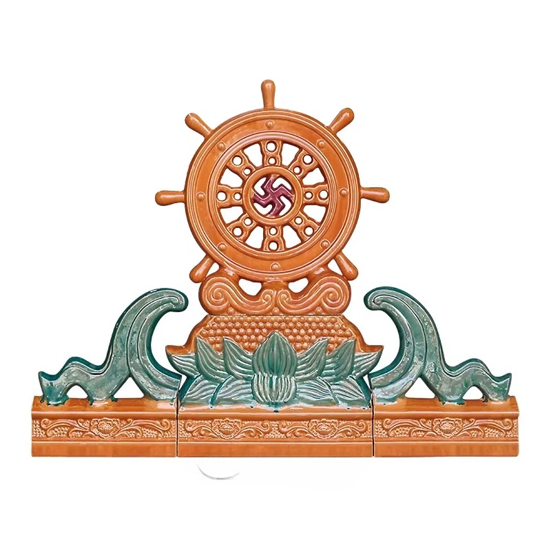 The roof is a ceramic ancestral temple, a glazed tile roof, and a Buddha wheel on the roof