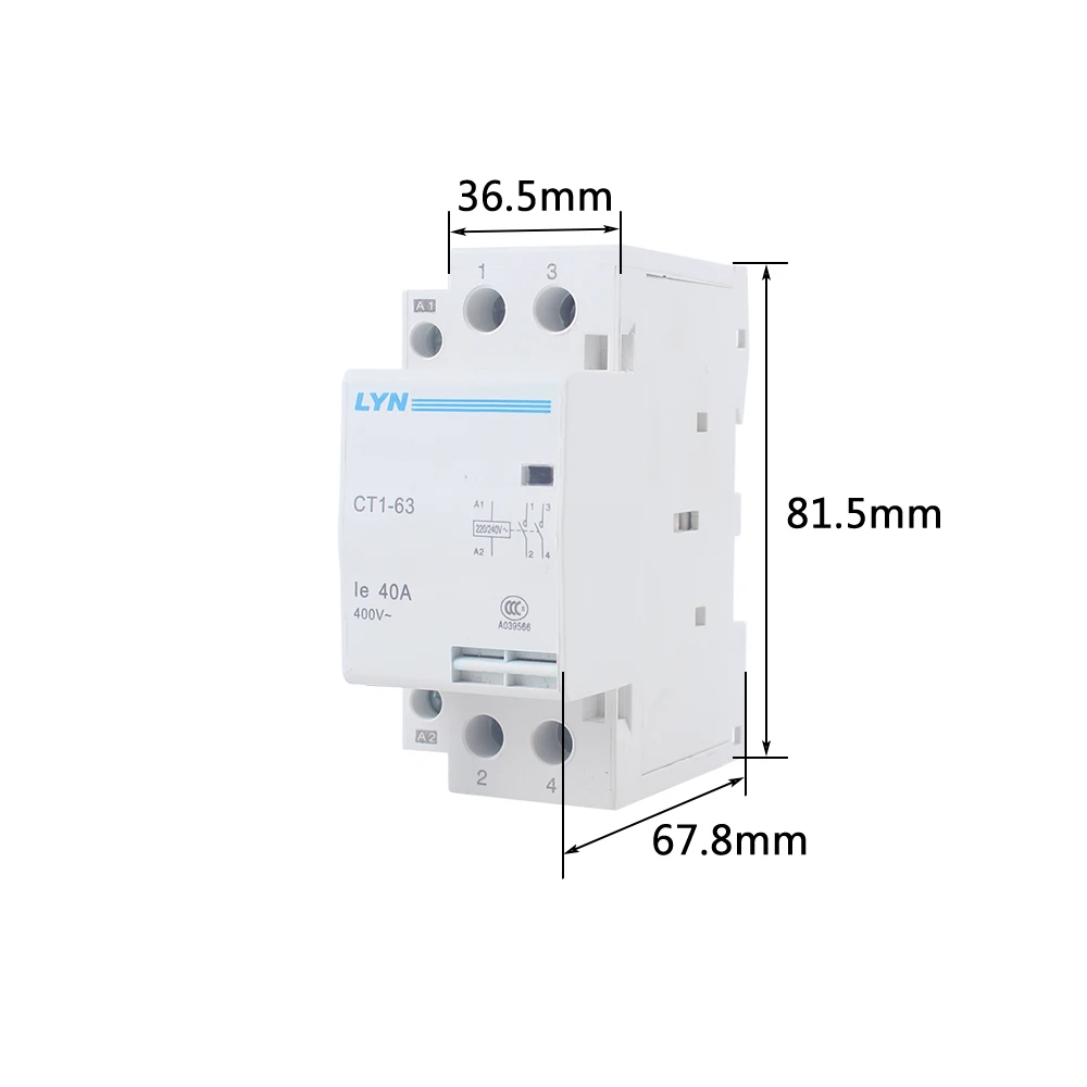 auxiliar de partida KOHTAKTOP CT1 CT1-63 32A 40A 63A 2P 220V 50HZ 60HZ Din rail Household AC Contactor Starter