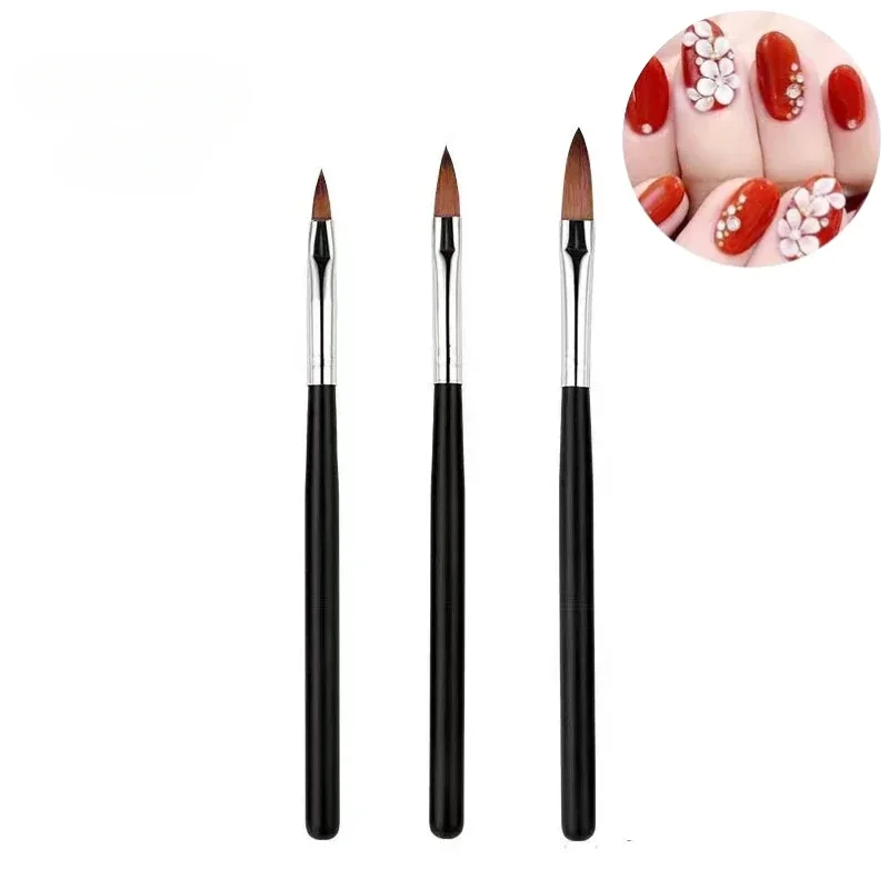 3 Maten Nail Art Borstel Voor Acryl Vloeibare Poeder Sculptuur Carving Bloem Pen Manicure 3d Tekening Uv Gel Schilderij Tools