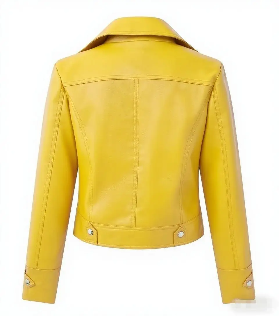 2025 الربيع والخريف النسخة الكورية العادية سليم صالح جديد puPU المرأة سترة جلدية قصيرة قاطرة المرأة سترة جلدية