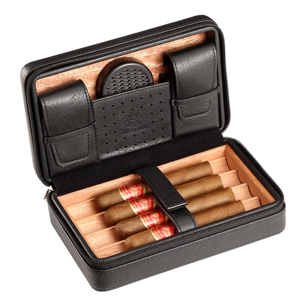 

Galiner Spain Cedar Wood Cigar Humidor Portable Travel Leather Cigar Case Outdoor Storage Cigar Tool