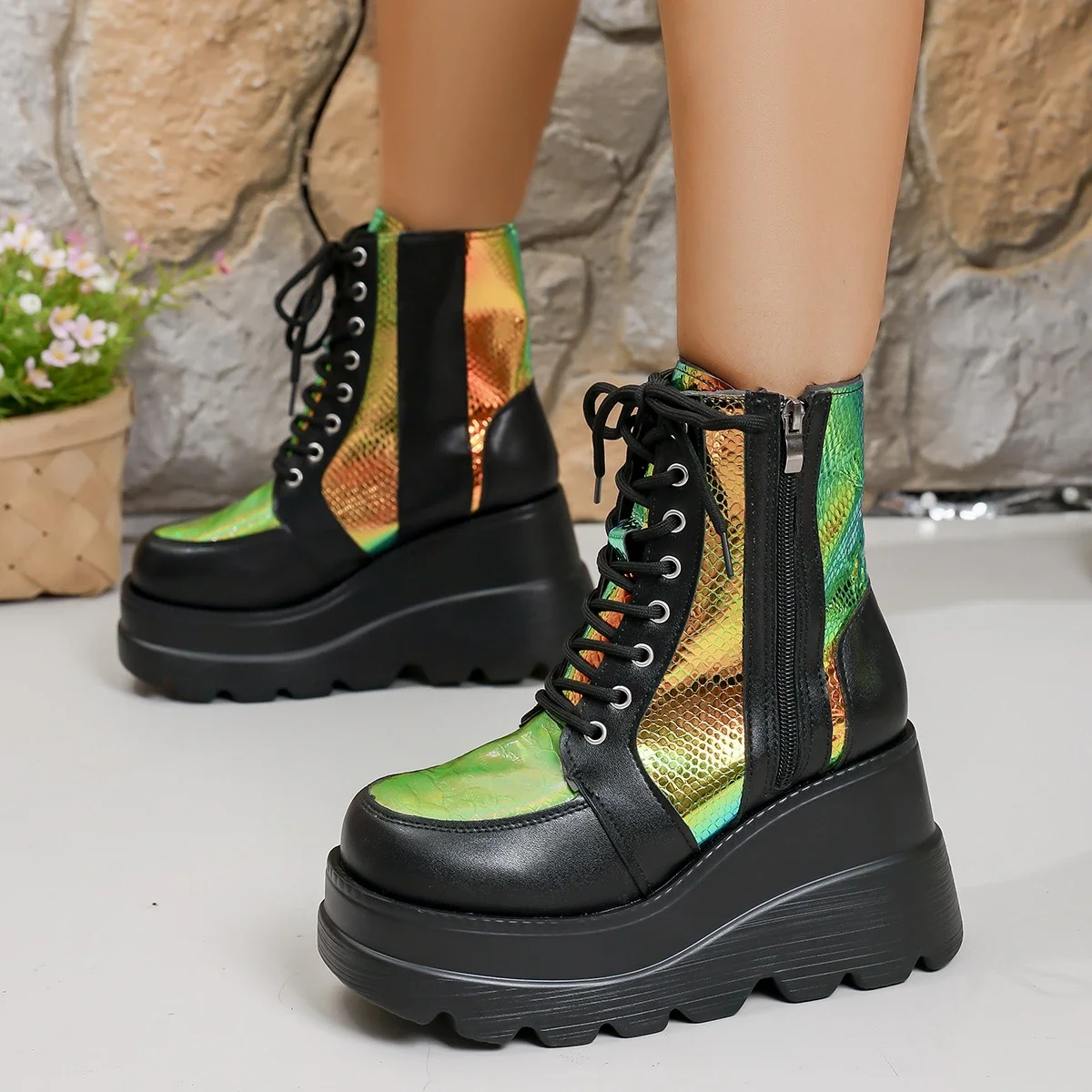 

Plus Size 2026 Winter Thick Bottomed Mid Calf Women's Boots Tie Up Style European and American New Arrival Export Quality Stock