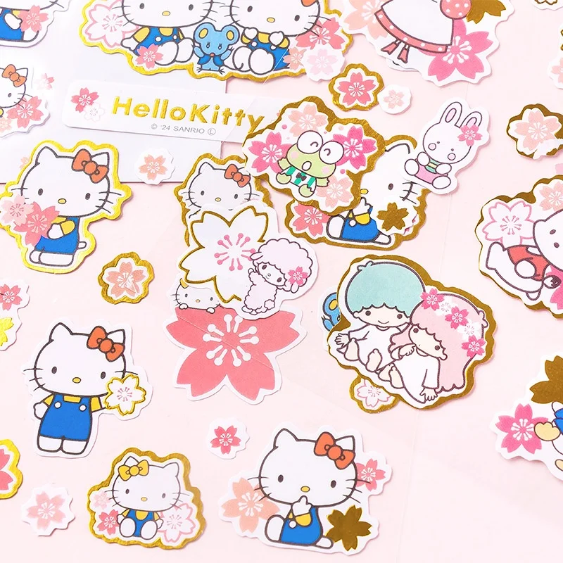 Sanrio Sakura Kitty Melody Kuromi Sticker Cute Stationery Scrapbooking DIY Diary Decorative Sticker Album Stick School Supply