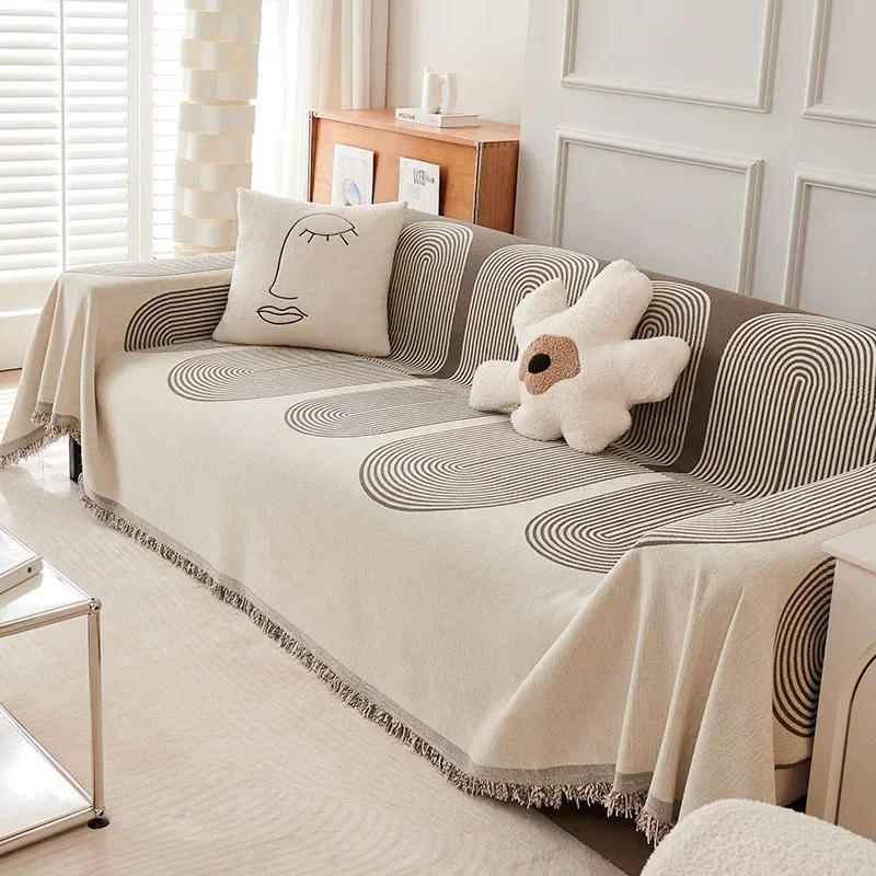 Chenille Jacquard Sofa Towel Printing Two-sided Sofa Towel All Inclusive Cover Cloth One-piece Type Antislip Couch Towel Blanket