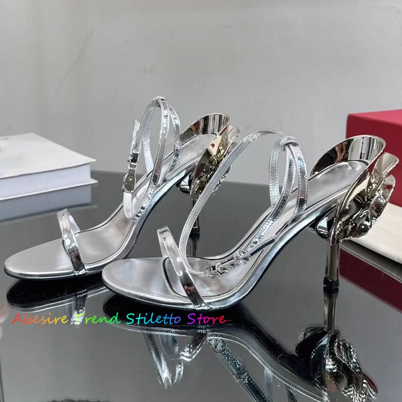 

Silver Patent Leather Slim Heel Sandals For Women 2024 Sexy Open Toe High Heels Bridesmaid Wedding Shoes Banquet Shoes Spring