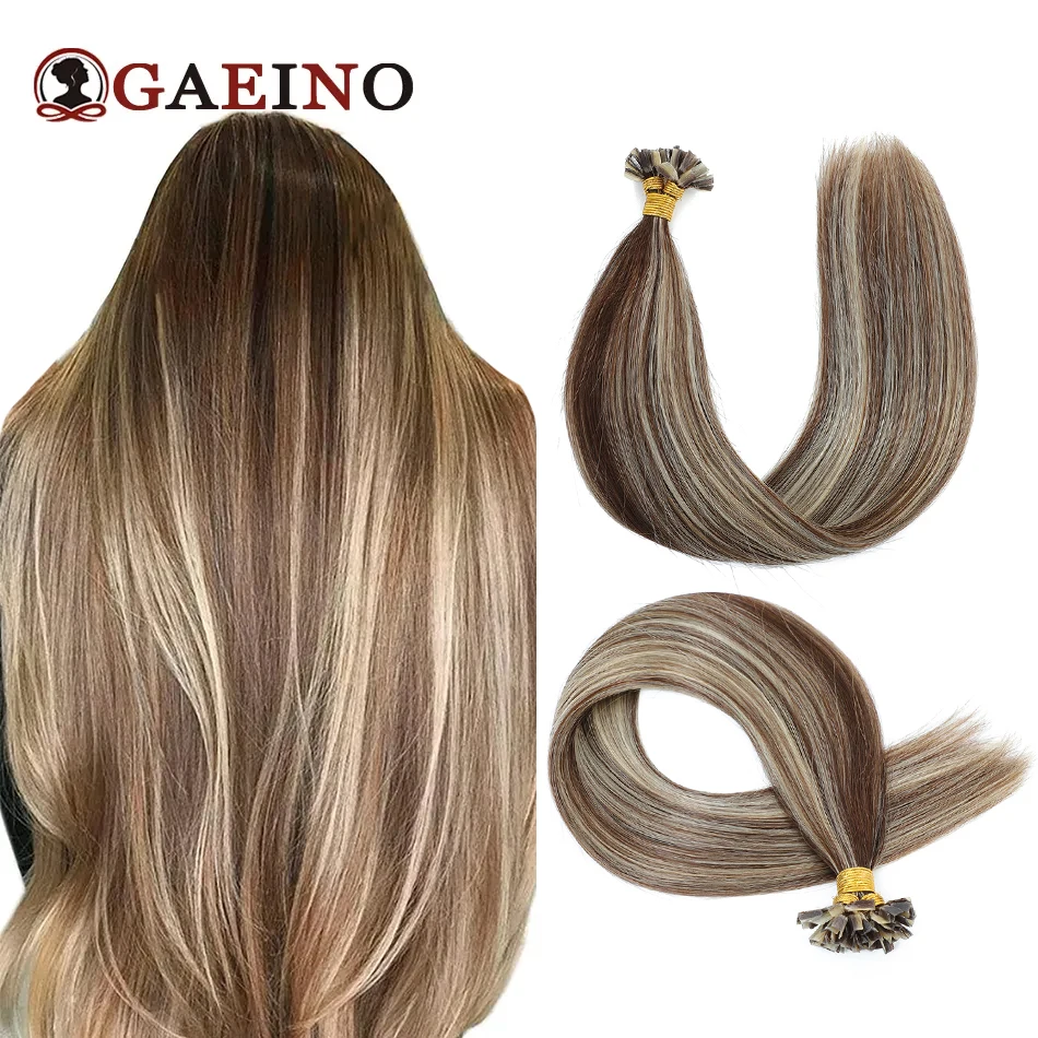 Extensiones de cabello liso preadherido con punta en V, cabello humano, cápsula de queratina, extensión de cabello de fusión humana, 12-26 pulgadas