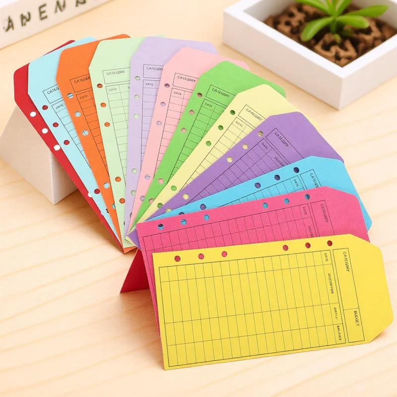 

12pcs Color Kraft Paper Cash Envelopes Budget Binder Blinder Money Tracking Sheets Portable Expense Budget Sheets Envelop Covers