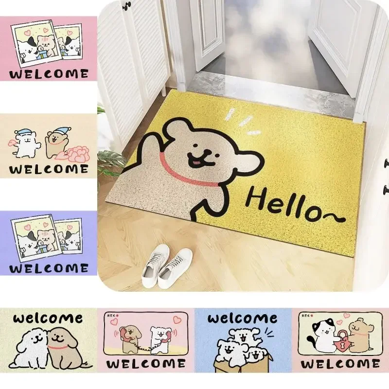 Cartoon Puppy Series Mat Non-slip Easy Clean Rug Wrinkle-Resistant Doormat Indoor Washroom Entrance Decorative Washable Carpet