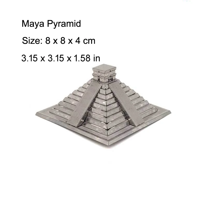 3D Metal Mayan Pyramid Building Model Puzzle, DIY Montar Jigsaw, Brinquedos para Crianças, Presente