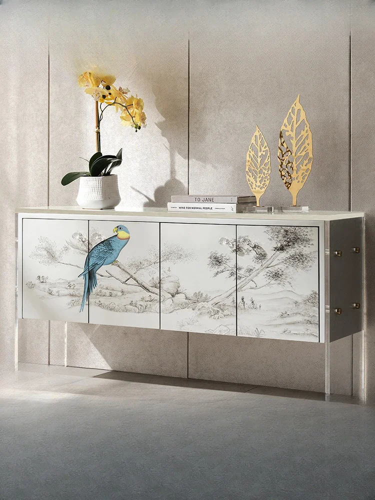 Artistic Minimalist Style Living Room Bedroom Cabinet Small Apartment Storage Acrylic Chest of Drawers Entrance Cabinet