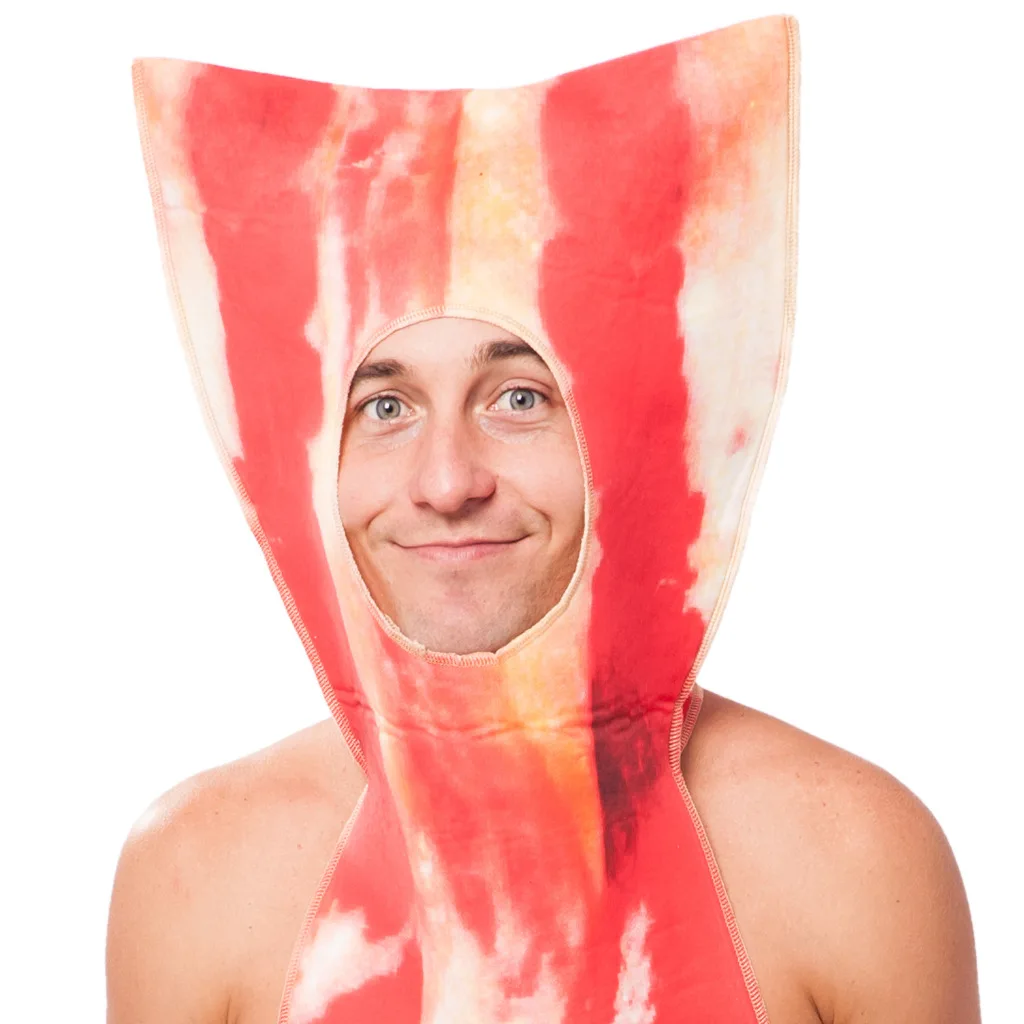 Túnica de comida divertida para adultos, disfraz de Halloween, bacónico, Cosplay de Bacon, disfraz de fiesta de Carnaval, disfraz de Navidad