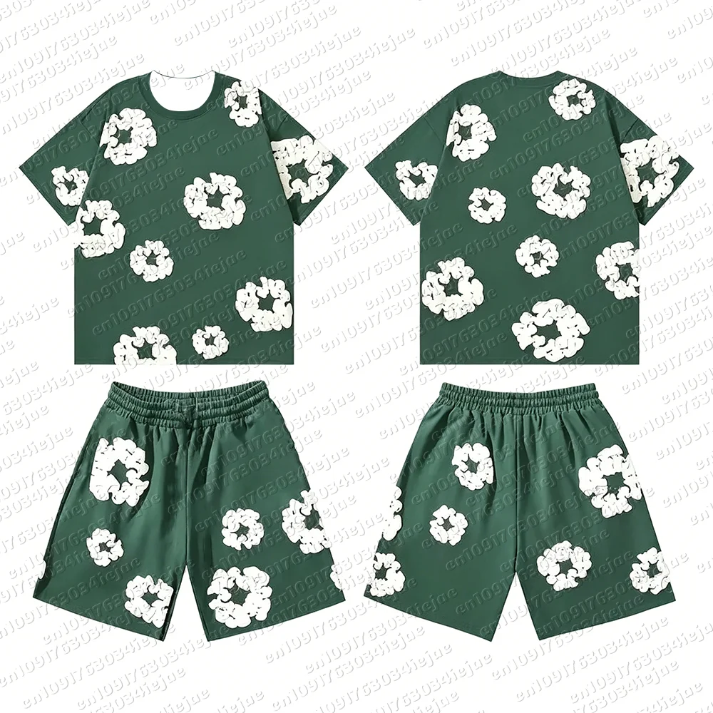 Sommer Hip-Hop-Set mit kurzen Ärmeln und Print, europäisch-amerikanische Mode, High-Street-Look, lockere Sportbekleidung, passend für die ganze Familie, auch für Kinder. – Detail 12