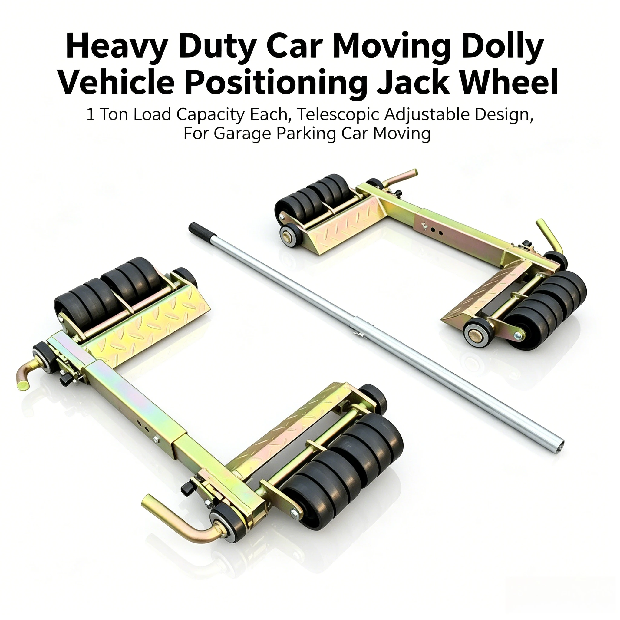 3 Ton Four Wheel Lever Manual Car Moving Trolley Convenient Vehicle Positioning Equipment