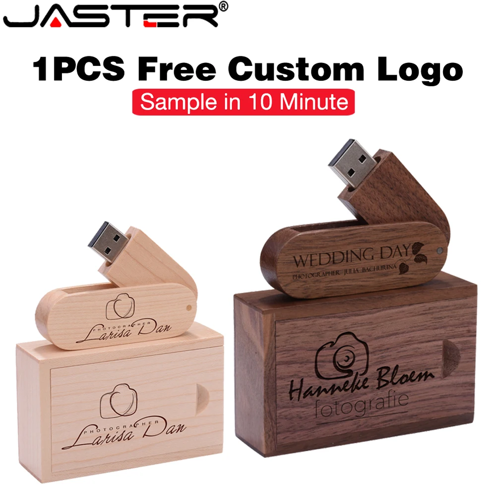 JASTER Custom Logo Wooden USB 2.0 Flash Drive 4GB 64GB 16GB Memory U Stick 32GB Usb Pendrive Photography Wedding Gifts pen drive