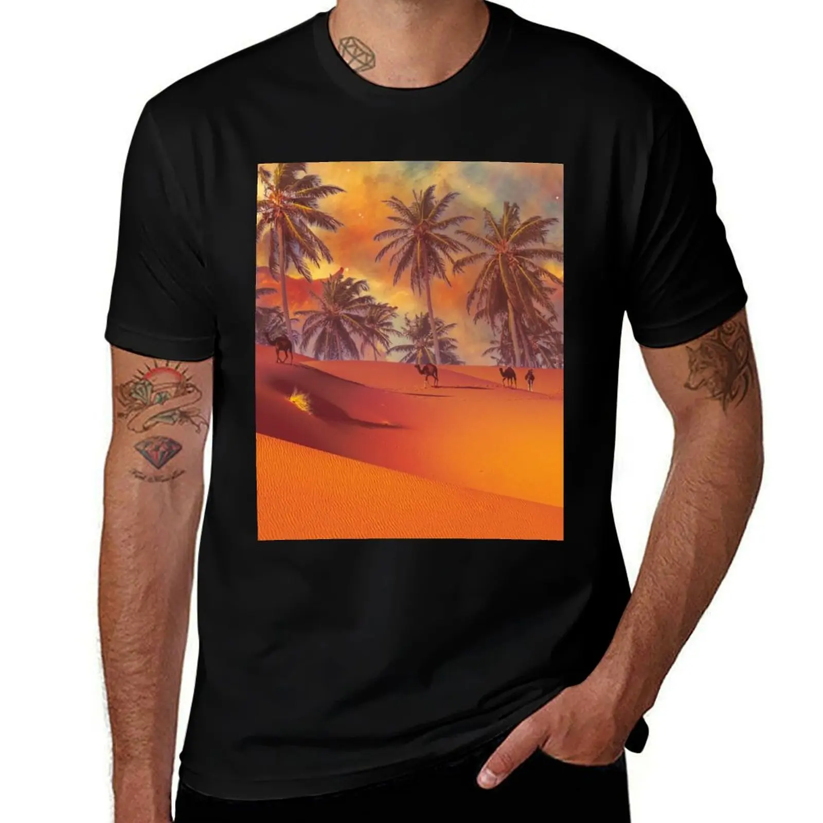 Oasis in the desert, image for adventurers T-Shirt UV Protection Outdoor Tee Shirt T-Shirt