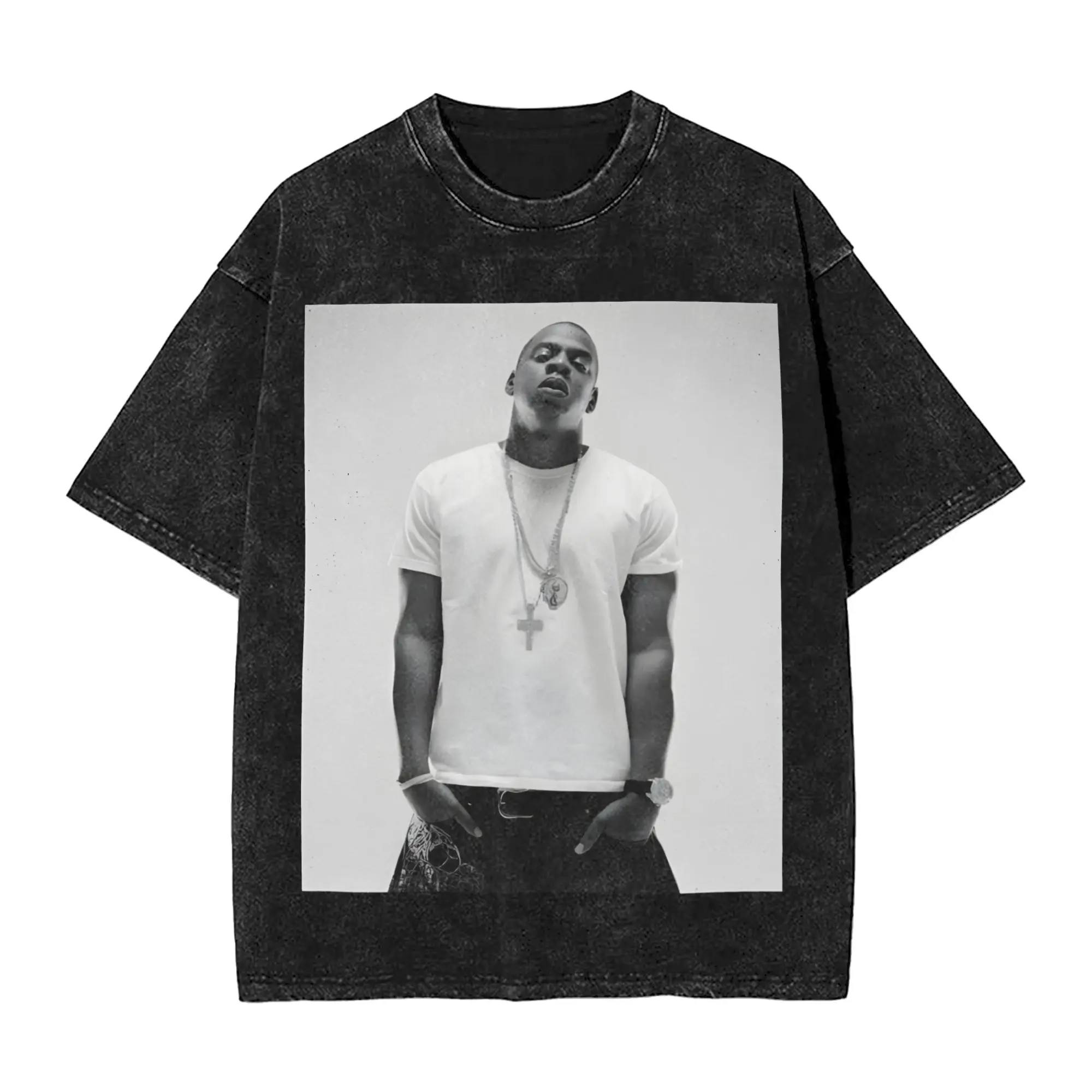 Mens T Shirt Jay Z Washed T Shirts Fashion  Summer Tees Vintage Loose Cotton Tops Gift Idea