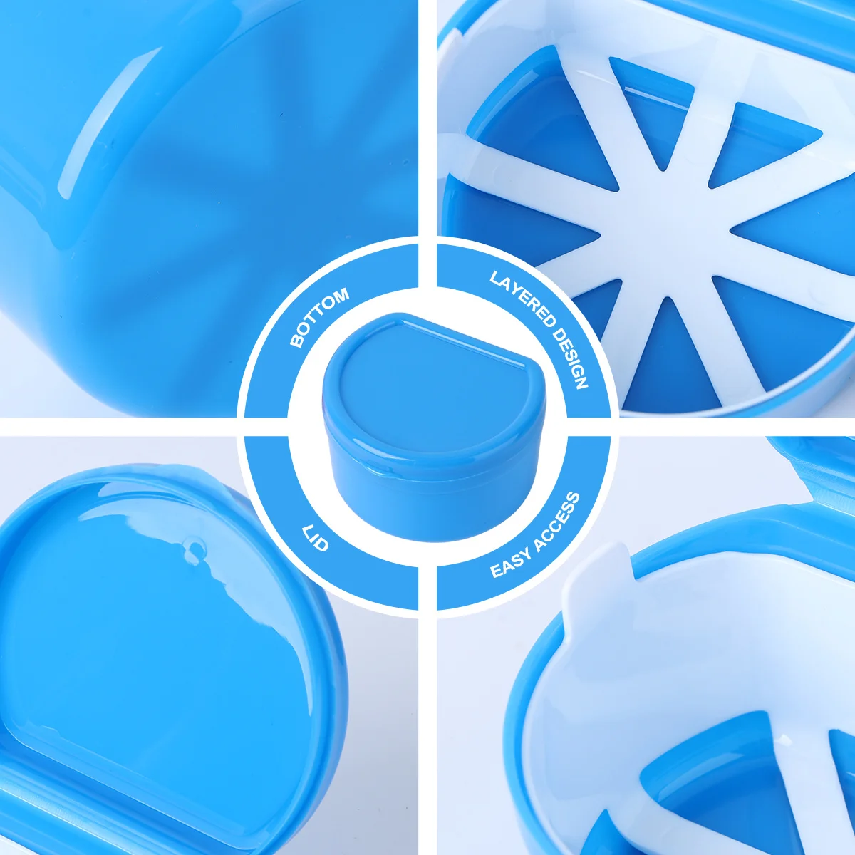 

4Pcs Denture Cleaning Box Durable False Teeth Storage Case Portable Mini Size Filter Strainer Hygienic Retainer Container