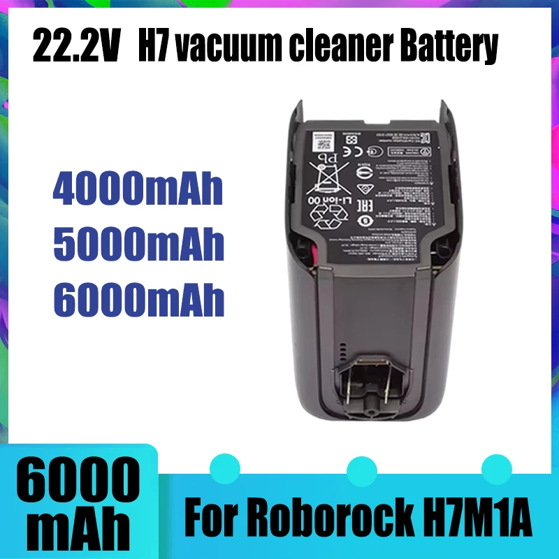 22.2V 6000mAh，for Roborock H7M1A handheld vacuum cleaner battery replacement accessories, order and fast shipping