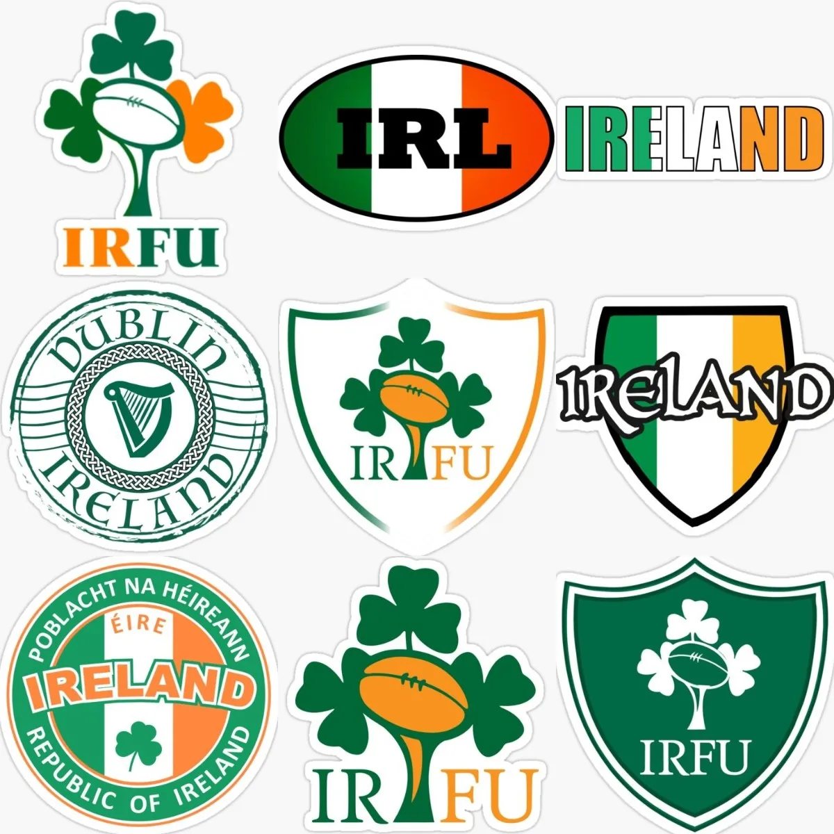 Ireland Flag Emblem Luck Clover Creative Stickers Motorcycle Car Door Bumper Laptop Truck Wall Bicycle Helmet Off-road PVC Decal