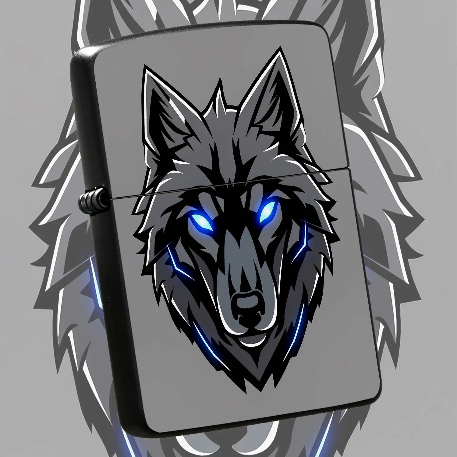 Stylish Cyber Glowing Blue Eye Wolf Head Lighter, Versatile for All Scenarios, Cool Wolf Clan Emblem Delicate Portable Accessory, Ideal Creative Practical Gift for Friends, Suitable for Outdoor, Home and Travel Use, Uniq A Humorous And Inte