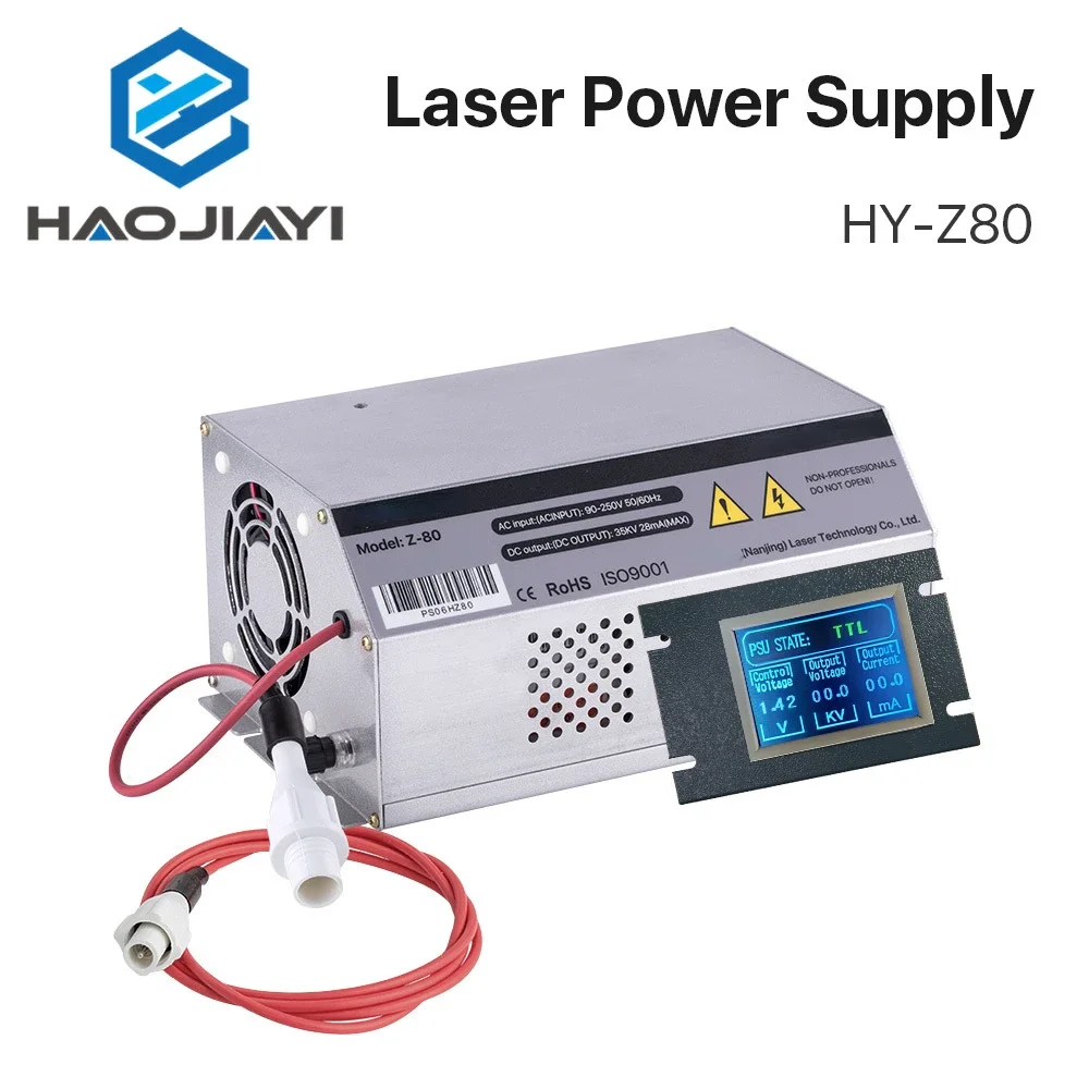 

80-100W CO2 Laser Power Supply Monitor AC90-250V EFR Tube for CO2 Laser Engraving Cutting Machine HY-Z80 Z Series