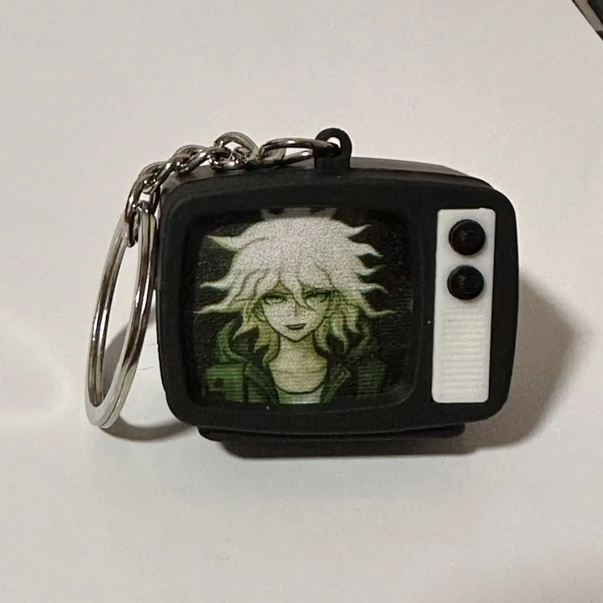 Danganronpa Nagito Komaeda mini TV keychain show Junko Enoshima keychain Pendant simulation toy TV luggage jewelry