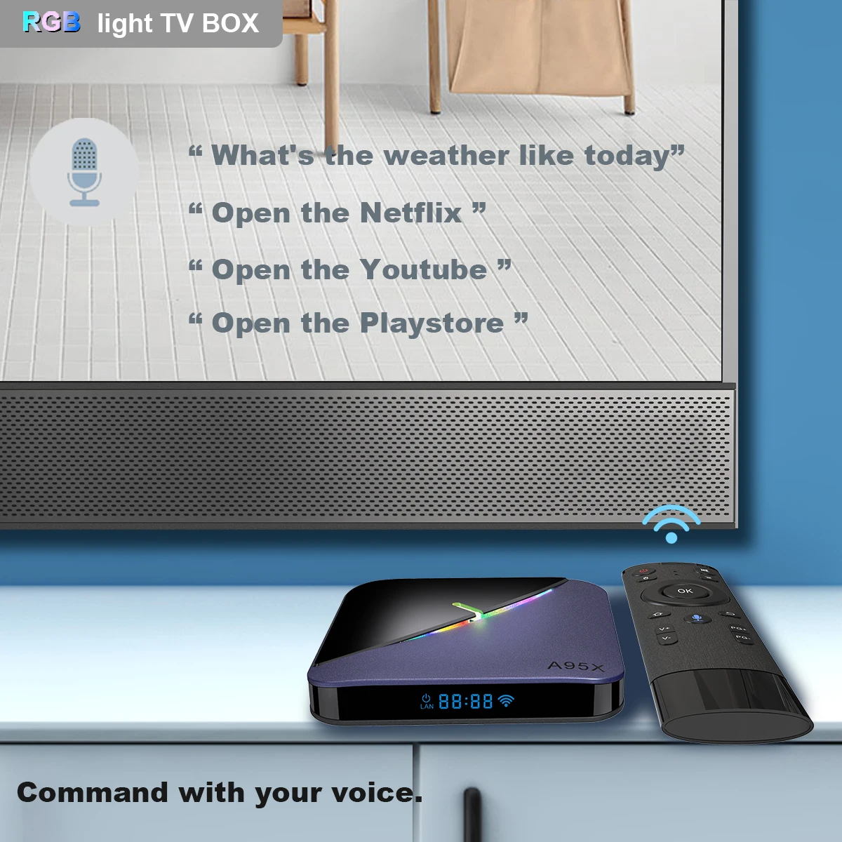A95X F3 Air II RGB Light Smart Android TV BOX S905W2 Android 11.0 2.4&5G Dual WiFi BT5.0 Ethernet 100M A95XF3 airII Set Top Box