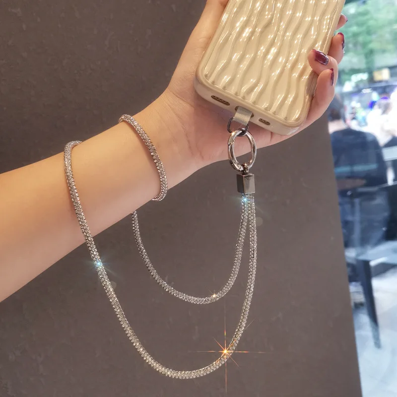 Long Mobile Phone Lanyard Rhinestone Fashion Smartphone Chain Cellphone Crossbody Decorative Pendant Telephone Accessories Strap