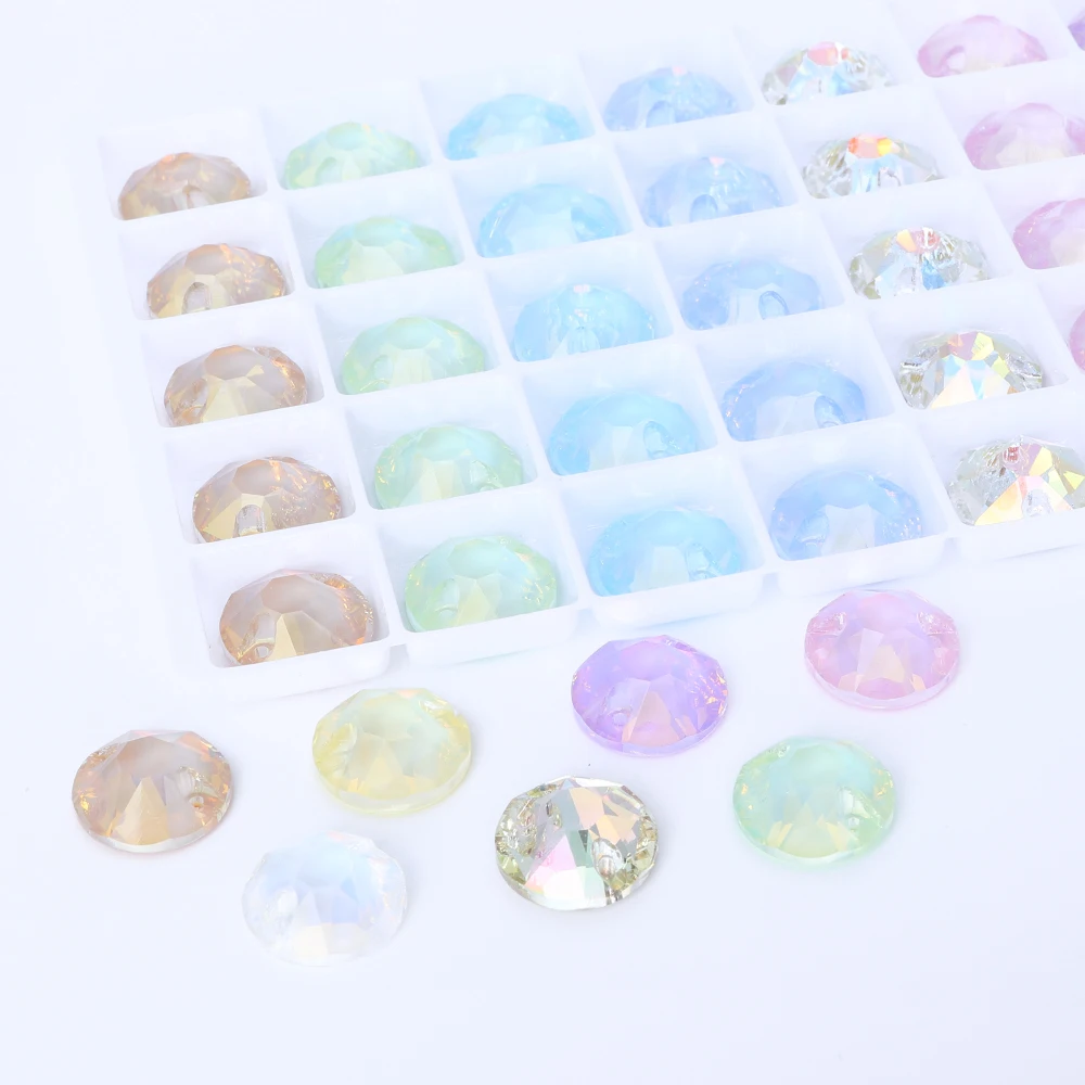 Circular Flattop Shaped Glass Sewing Rhinestones Colorful Mocha Crystal For Clothes Crafts Garment Decoration Dress Accessories