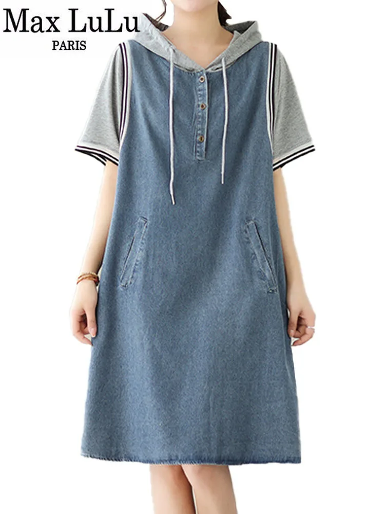 Max LuLu 2023 Summer Long Clothes Womens Fashion Loose Elegant Denim Mini Dresses Ladies Luxury Vintage Casual Classic Vestidos