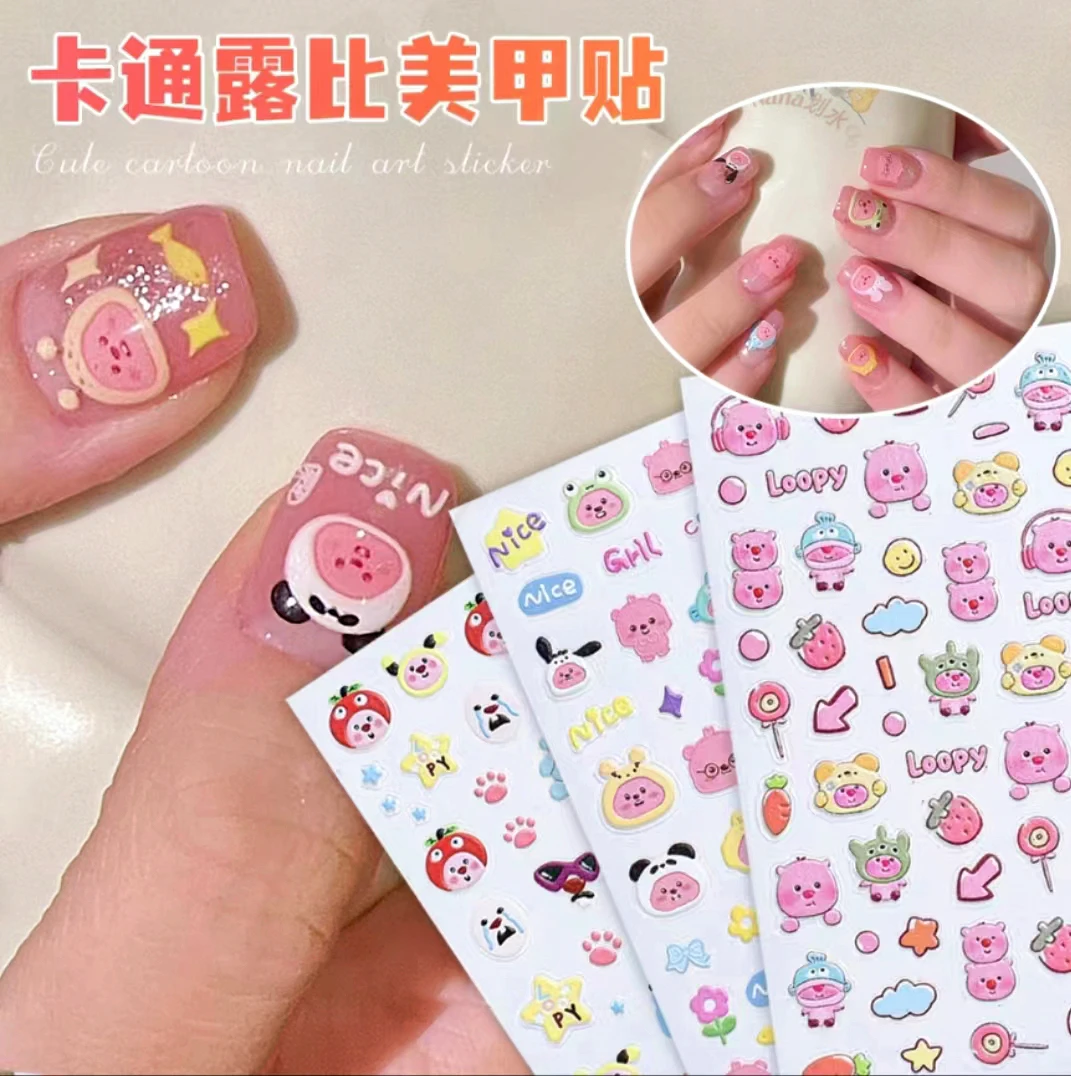 

1 sheet Little red book the same cartoon cute loopy Beaver Ruby embossed three-dimensional nail sticker diy