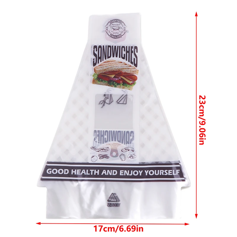 100Pcs Plastic Wrap Bread Packaging Bag Sandwich Wrappers Special Disposable Easy To Tear Transparent Triangle Cake Baking Food