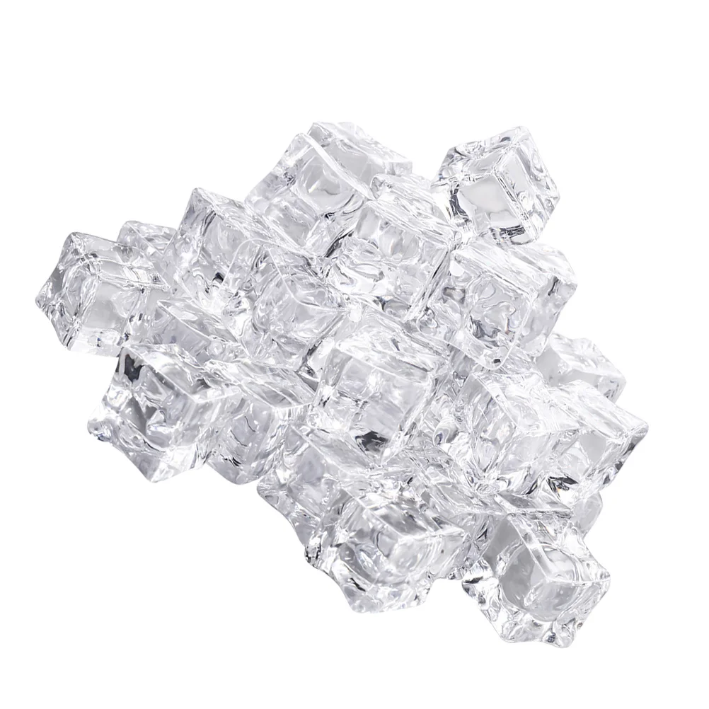 50Pcs Clear Fake Ice Cubes Acrylic Crystal Ice Cubes Bar Photography Props lemon decor plastic ice cubes