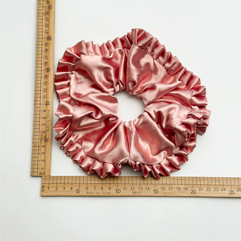 رباط شعر دانتيل مطوي باليه أنيق جديد كبير من الساتان الفرنسي حلقة كبيرة ربطة رأس كروية شريط مطاطي للشعر