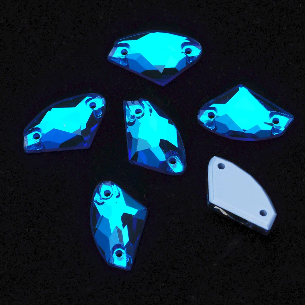 Galaktische Kanten mit Facetten, aufnähbare Strasssteine in Neonfarben, K9-Glas, flache Kristalle zum Aufnähen für Kleidungszubehör – Detail 4