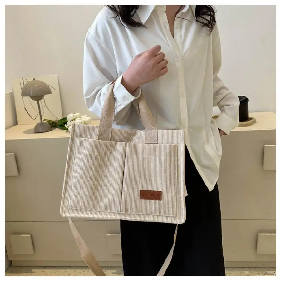 

Tote bag, women's large-capacity fashionable canvas single-shoulder bag, casual Korean-style hand-held crossbody bag, commuting