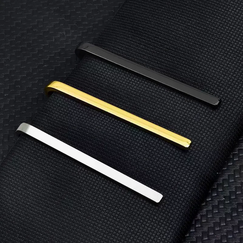 1 Piece Of Men's Narrow Tie Clip Copper Fashion Thin Small Silvery Golden Black Business Formal Wear