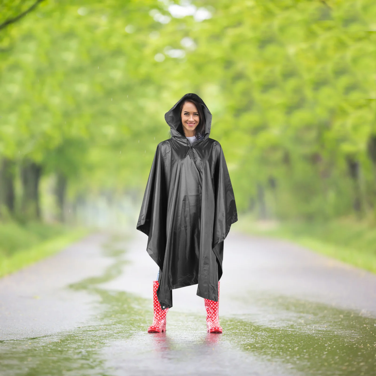 

Outdoor Waterproof Adult Raincoat Hoodie Three-in-One Rain Poncho Lightweight Breathable Quick-Dry Tear-Resistant Emergency