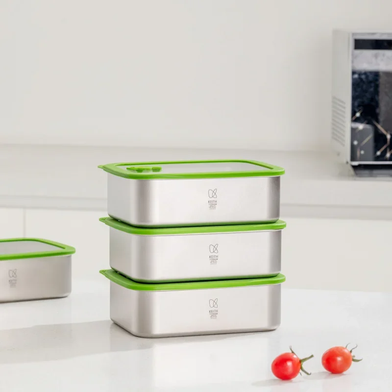 KEITH Pure Titanium Lunch Box 800ml Leakproof Microwave Safe Storage Box for Office Camping Picnic