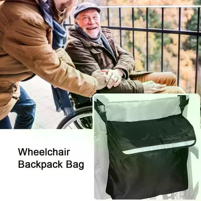 

Задняя сумка для инвалидной коляски на открытом воздухе, светоотражающая лента, водонепроницаемая сумка для хранения, сумка для хранения бутылок с водой, аксессуары, подходит для инвалидных колясок