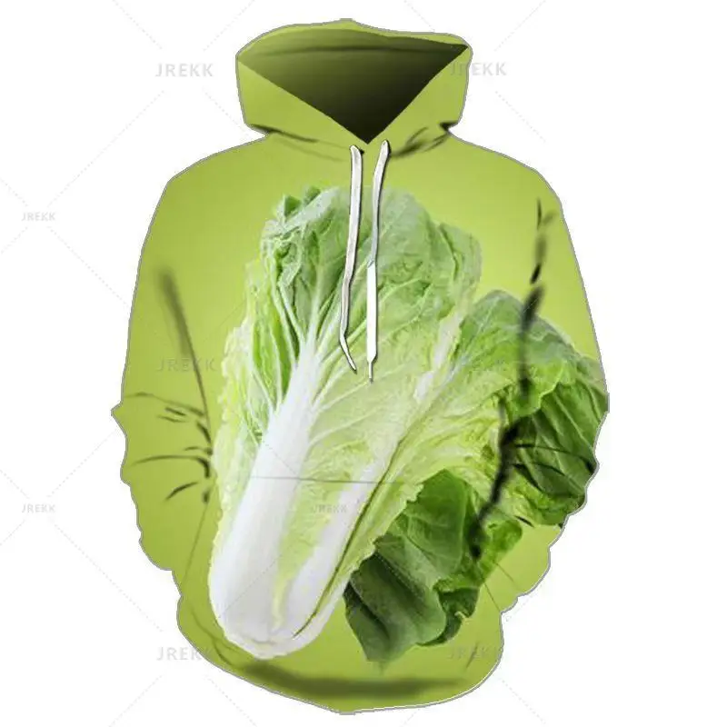 Sudadera con capucha para hombre y mujer, suéter con estampado 3D de vegetales verdes orgánicos, ropa y2k, Otoño e Invierno