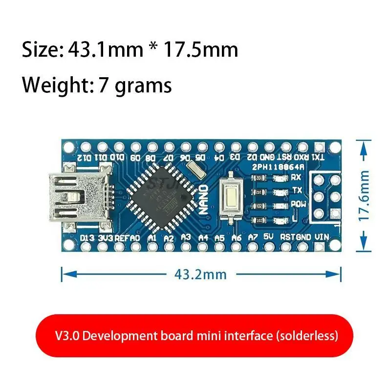 Mini / Type-C / Micro USB Nano 3.0 Met de bootloader-compatibele Nano-controller voor Arduino CH340 USB-driver 16Mhz ATMEGA328P