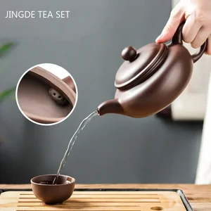 Chinesische lila Tonteekanne, altmodisch alt -handgefertigt, Xishi Hand, traditionelles Tee -Ensemble, Haushaltegerät 12 Hauptverkäufe Retro -Teekanne - №11