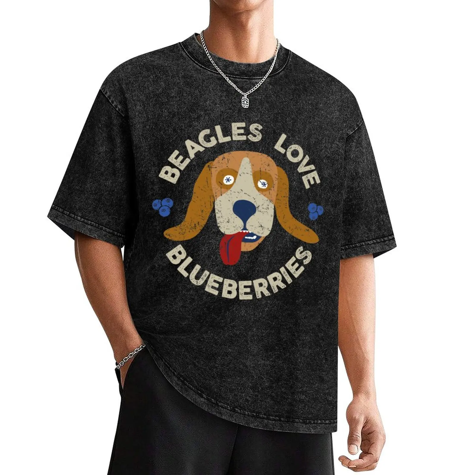 Fantastic Mr Fox - Beagles Love Blueberries - Weathered Dog - Circle T-Shirt customs tee shirts for men