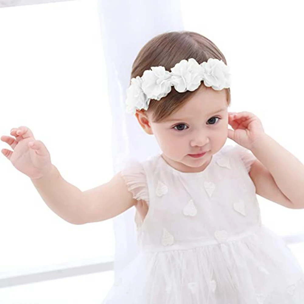 Baby Girls Headbands Chiffon Flower Soft Stretchy Hair Band Hair Accessories for Baby Girls Newborns Infants Toddlers and Kids M