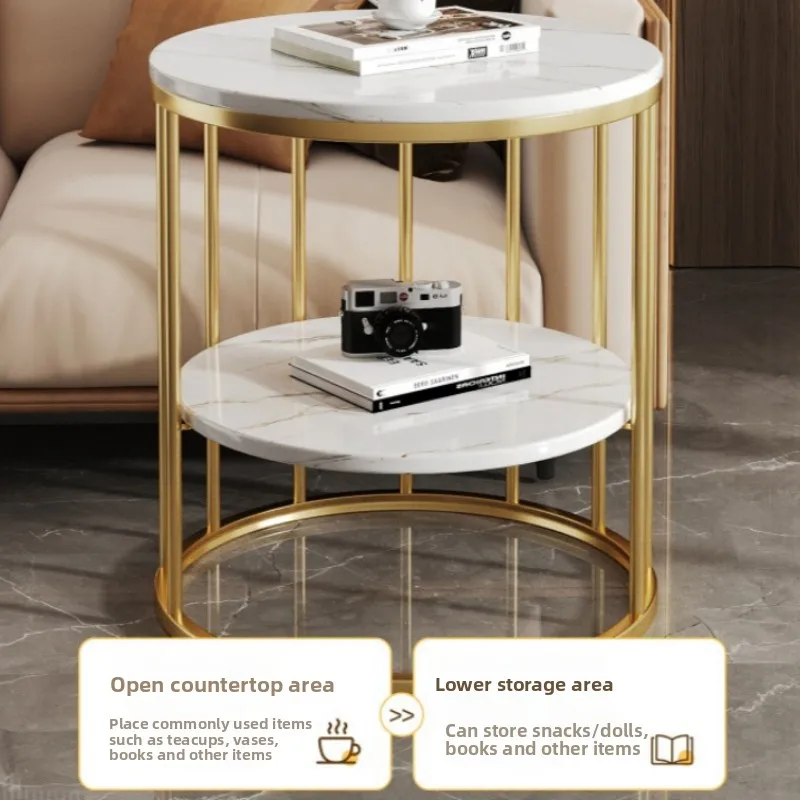 寝室用小型ベッドサイドテーブル 家庭用丸型北欧風高級家具 ポータブルコーヒーテーブル モダンなコーヒーテーブル
