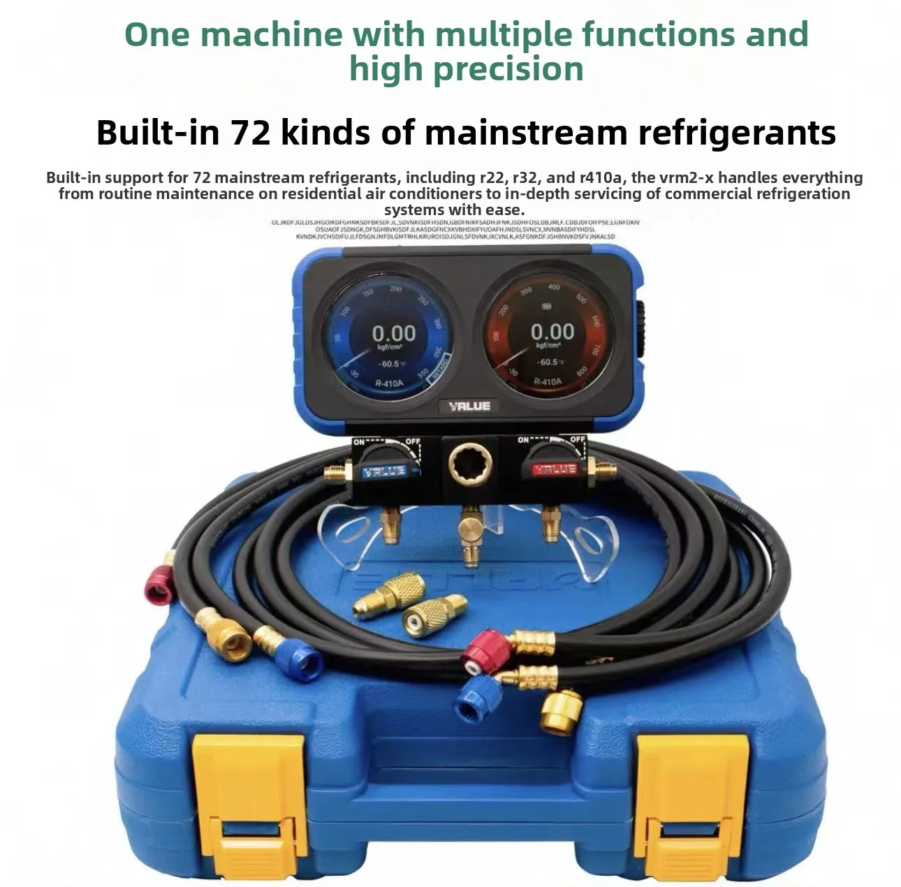 apply to VRM2-X Digital Manifold Gauge, HD Display, 72 Refrigerants, 3000mAh Li-ion Battery, 0.4 Accuracy, IP54 for HVAC A2L Gas