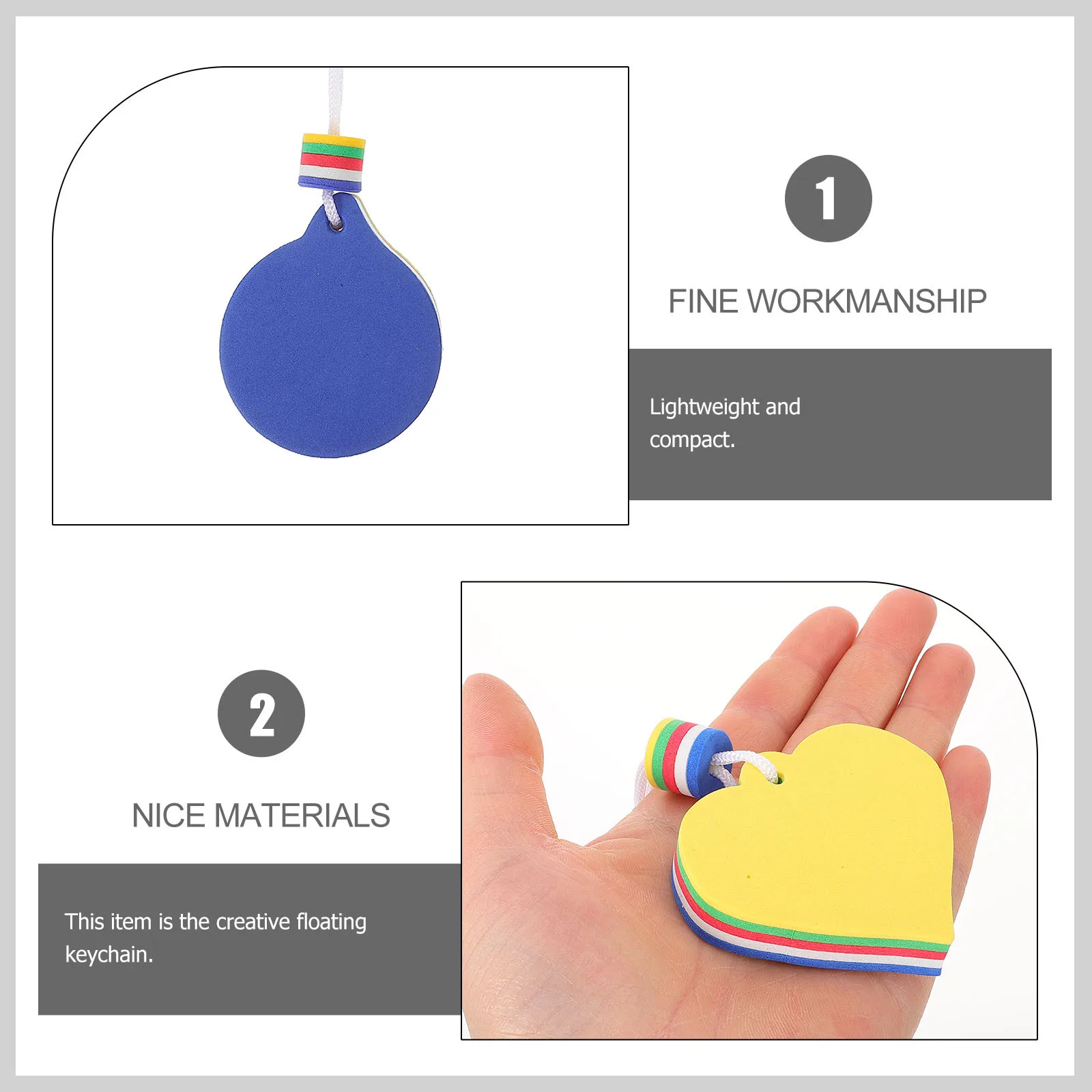 

3Pcs Waterproof Floating Keychain Eva Lightweight Oval Key Ring for Boat Fishing Kayak Swimming Outdoor Sports Gear