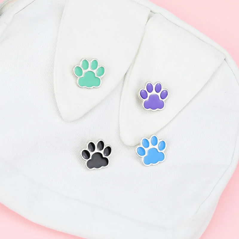 animal muticolor cat dog paw Enamel Pin Brooch Cartoons Badge for Bags Jeans Hoodies Denim Lapel Pin Jewelry Kids Best Gift