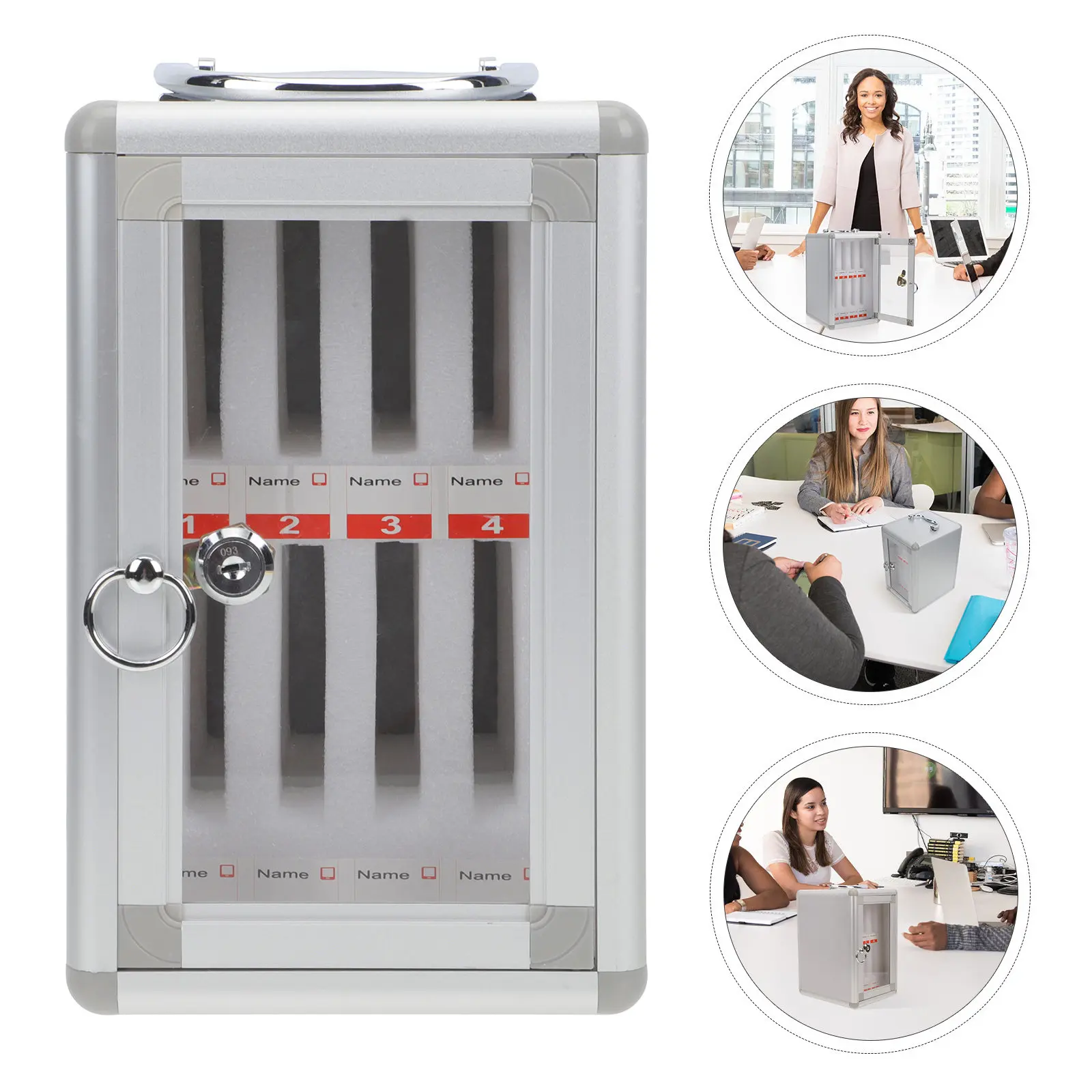 Phone Storage Box Multi-Slot Aluminum Alloy Phone Management Box Lockable Portable Holder for School Office Conference Use